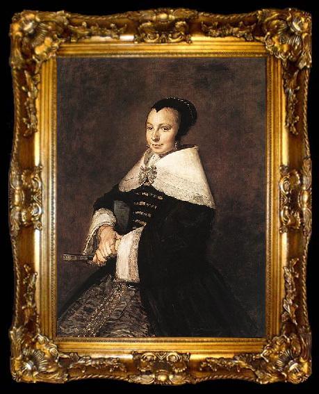 framed  Frans Hals Portrait of a Seated Woman Holding a Fan, ta009-2